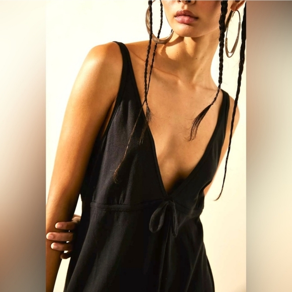 163 FREE PEOPLE Essential Tank Midi Black Dress - Picture 3 of 8